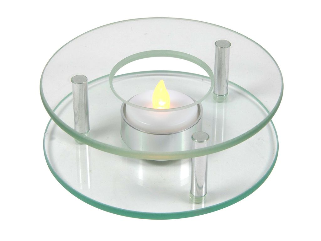 Stövchen aus Glas und Edelstahl - 12 cm - Teewärmer für Kannen und Tassen
