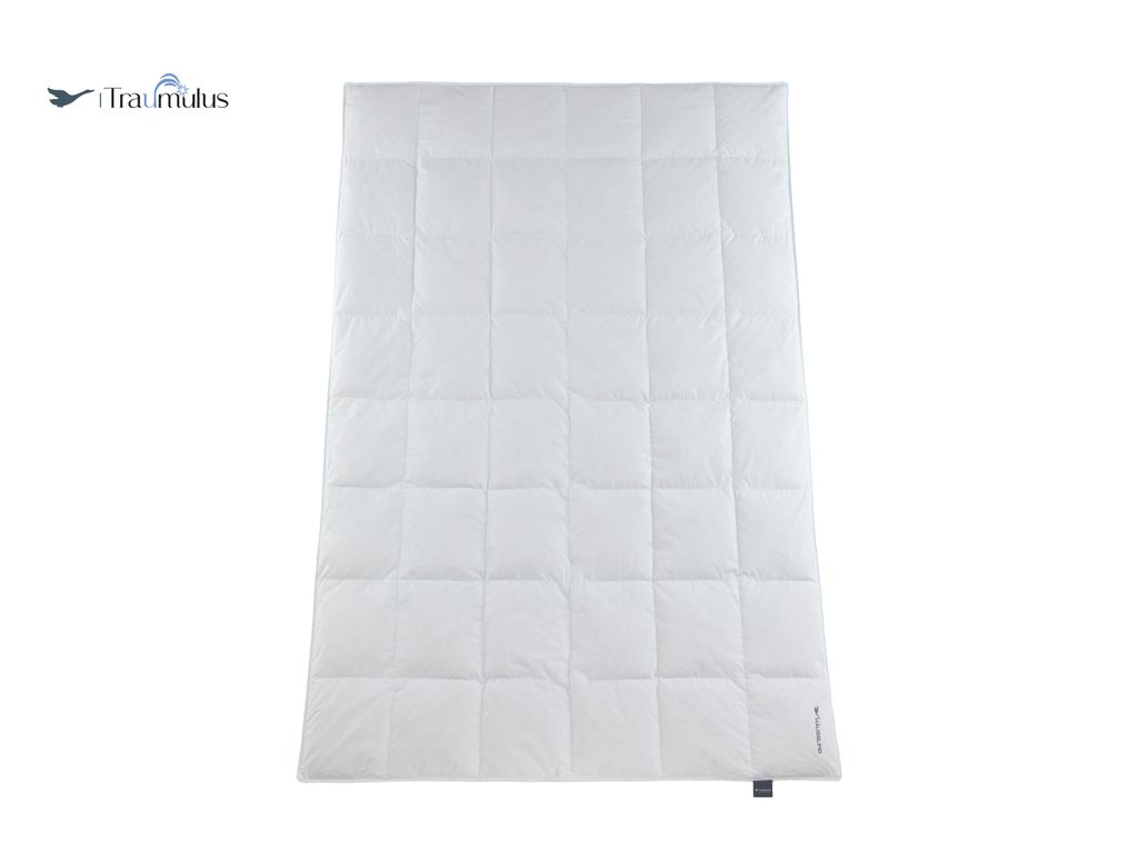 Häussling Traumulus Ganzjahresdecke Daunen KB 6x8 Karo, 140x200 cm, Deutsche Manufaktur, auch für Allergiker geeignet, Bezug 100% Baumwolle