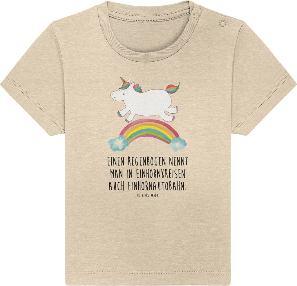 Mr. & Mrs. Panda T-Shirt Einhorn Regenbogen 0. - 6. Monat - Natural Raw - Geschenk, Einhornpower, Glitzer, Erwachsenwerden, Baby Kurzarmshirt, Baby...