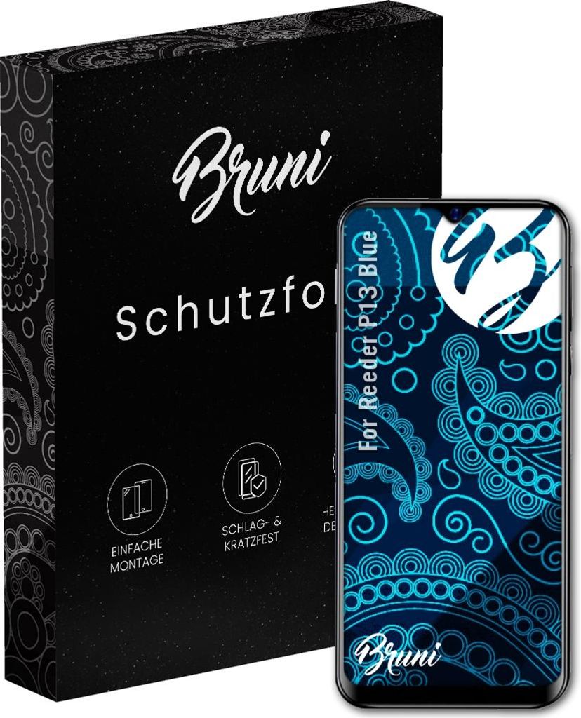 Bruni Basics-Clear 2x Schutzfolie kompatibel mit Reeder P13 Blue Folie
