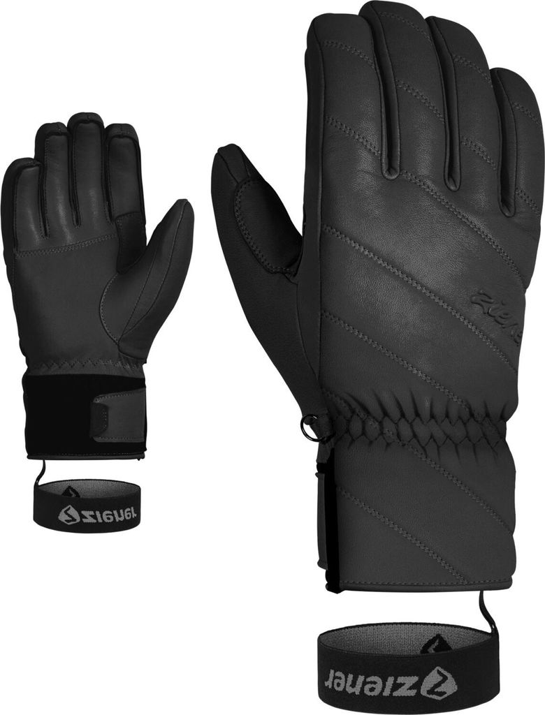 Ziener Alpine Damen Ski Handschuhe Leder KUMA schwarz - 7
