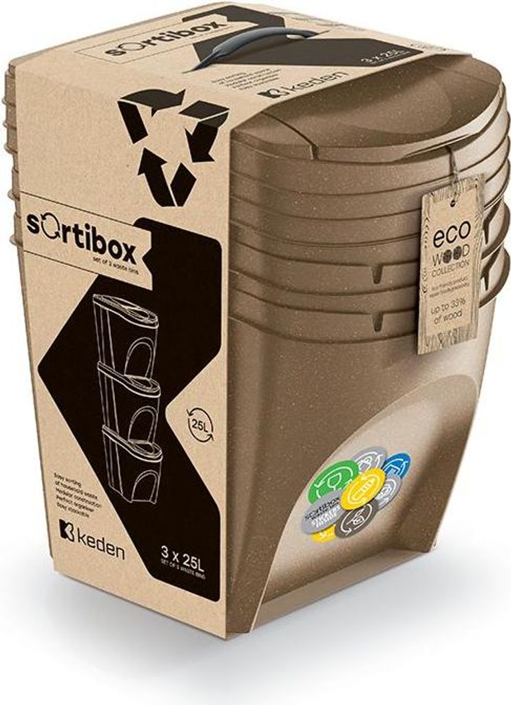 Sada 3 súprav odpadkových košov s vekom Sortibox Eco Keden Obrázok produktu 