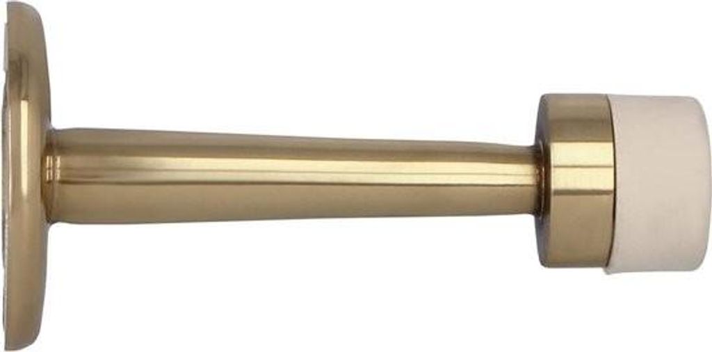 Türstopper Wand für Durchgang - Durchmesser 19 x 75 mm - Messing - Oberfläche poliert - weißer Gummi - Wandmontage - Schrauben inklusive - lang...
