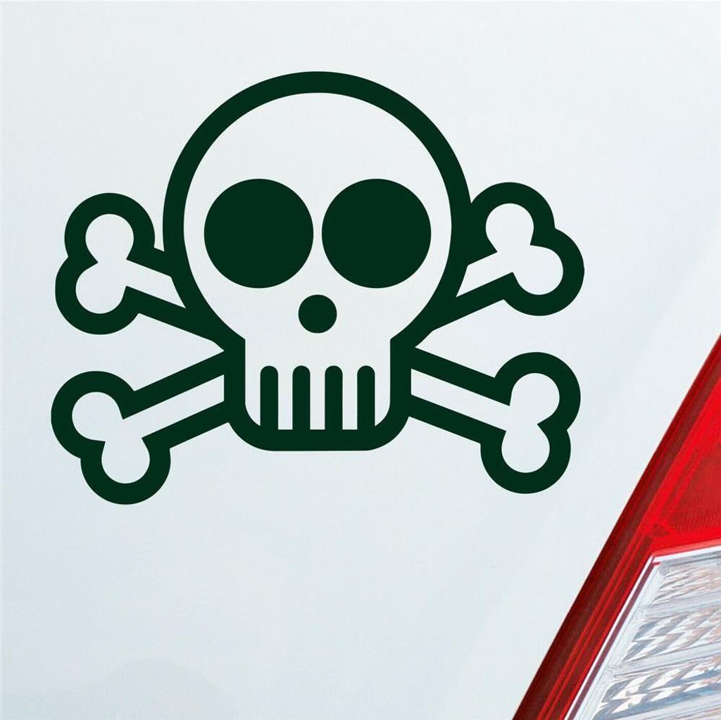 Auto Aufkleber Totenkopf Piraten Pirat Tuning Skull Dead 10x9 cm Dunkelgrün Sticker Heckscheibenaufkleber