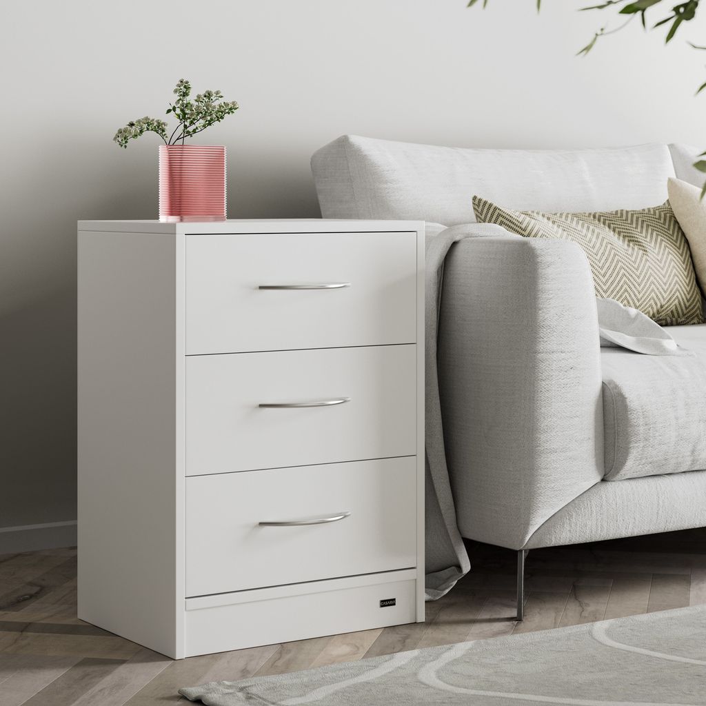 CASARIA® Nachttisch Eloise 3 Schubladen Kabelführung Produktbild 