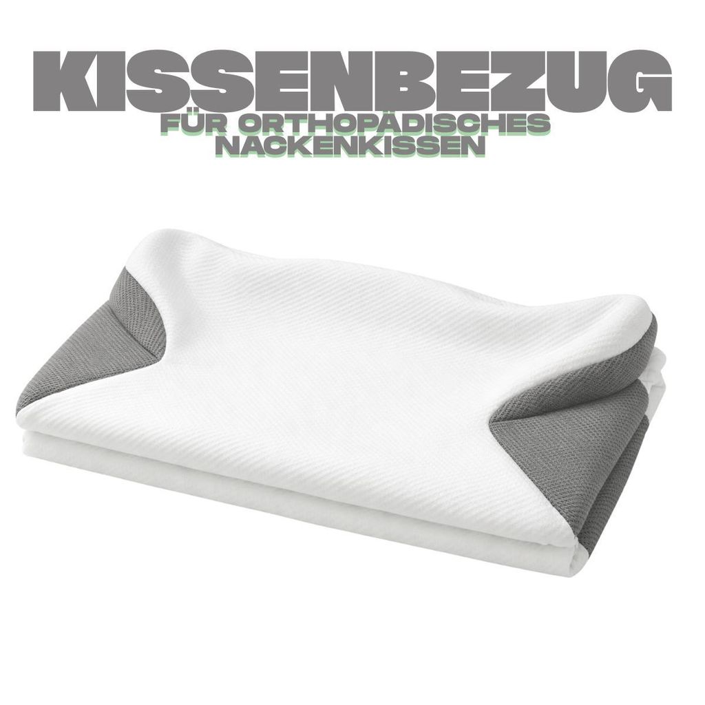 YaLiva_Decor® Ergonomischer Kissenbezug Weiß Grau l Bezug Produktbild 