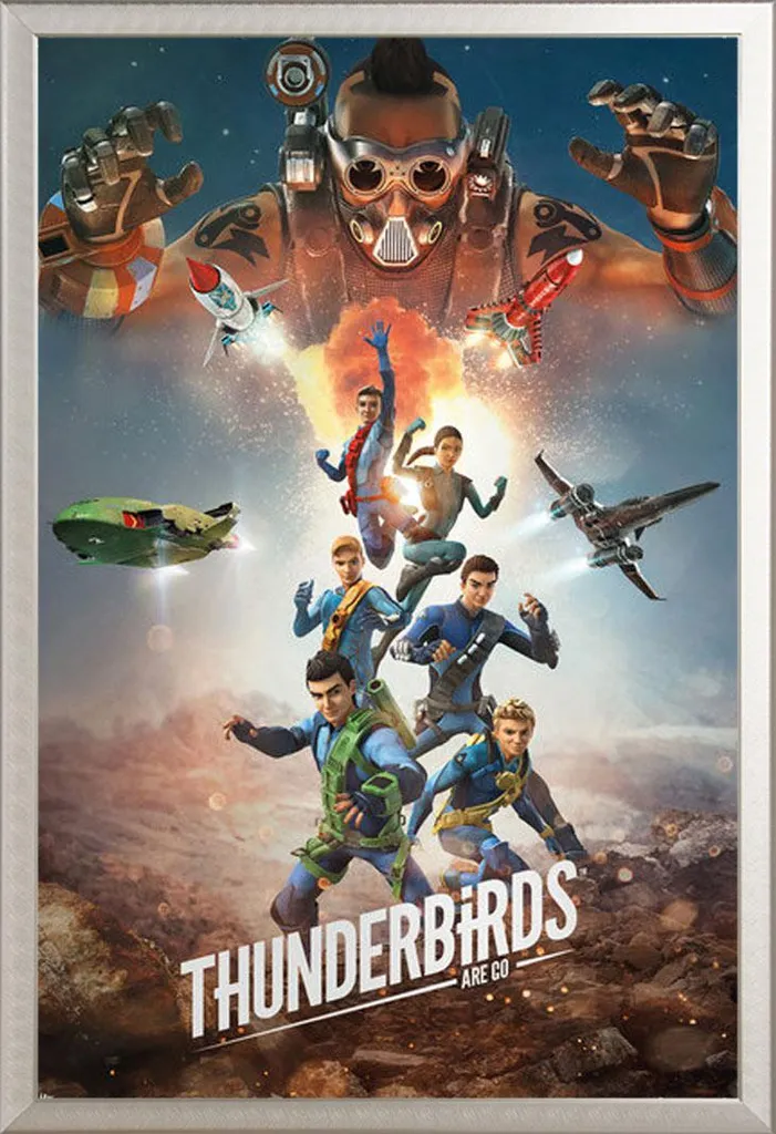 Thunderbirds Are Go - Poster - Motivo collage 2 + cornice rimovibile, Shinsuke® Maxi alluminio argento, vetro acrilico