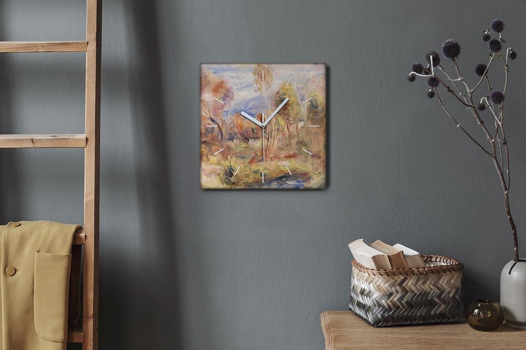 Coloray Hodiny Unikátní 30x30 cm Tiché hodiny Pro obývací pokoj a kuchyň Nástěnné hodiny Plátno Bílé ručičky hodin - Les