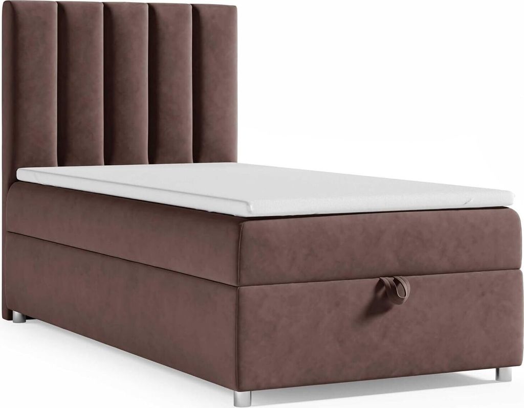 Boxspringbett mit Bettkasten Trinity K-10 SINGLE Bonellfederkern inkl. Topper, mit Lieferung Brawn (100x200)