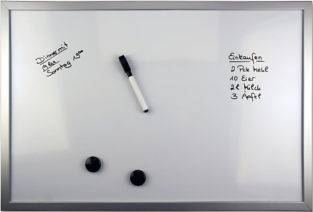 Whiteboard magnetisch mit Alurahmen 90 x 60 cm 2 Magnete Boardmarker