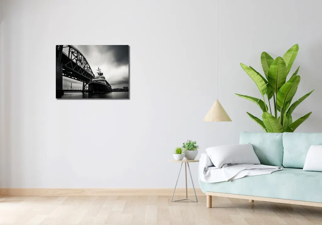 Impression toile 70 x 50 cm Bateau près du pont haute définition