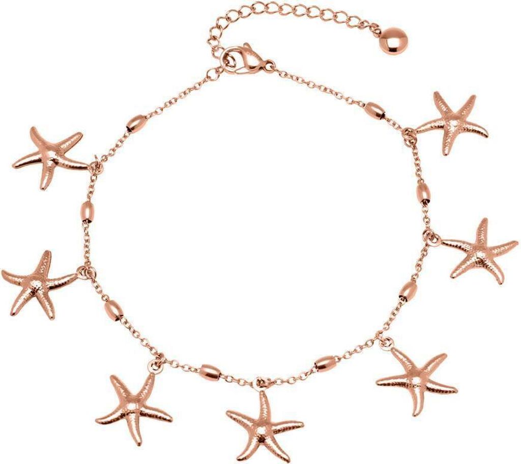 Fußkette mit Seesterne Edelstahl roségold A5027