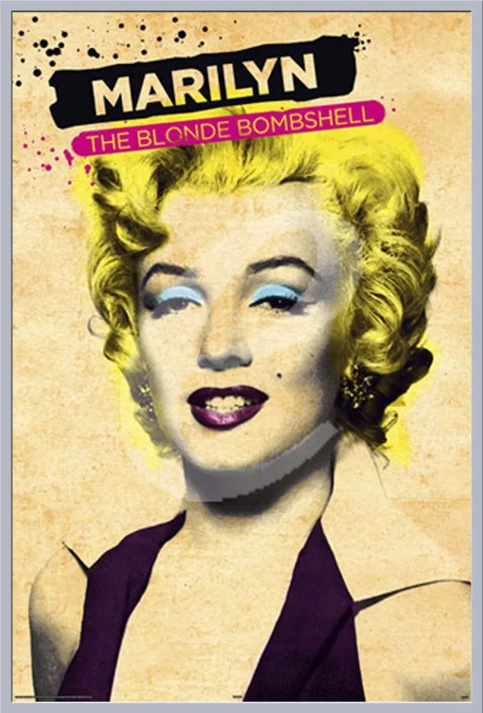 Affiche Marilyn Monroe Encadrée Shinsuke Argenté : Vitre Anticasse