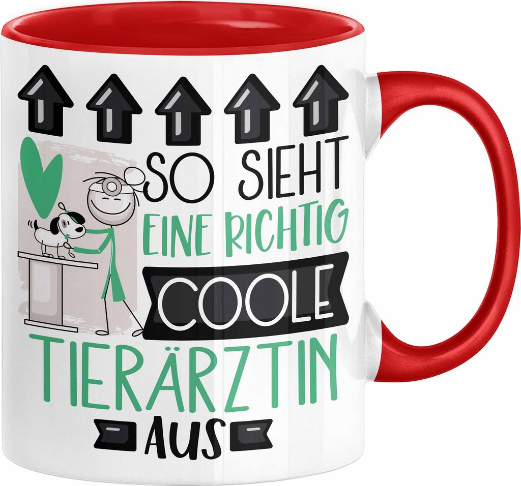 Tierärztin Geschenk Tasse Lustig Geschenkidee für Tierärztin Geburtstag So Sieht Eine Richtig Coole Tierärztin Aus Frauen Spruch (Rot)