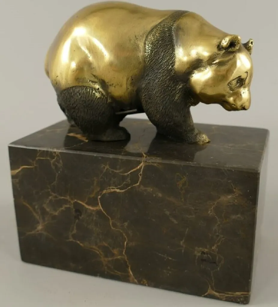Statue de Panda en Bronze Décorative pour Bureau et Salon Moderne