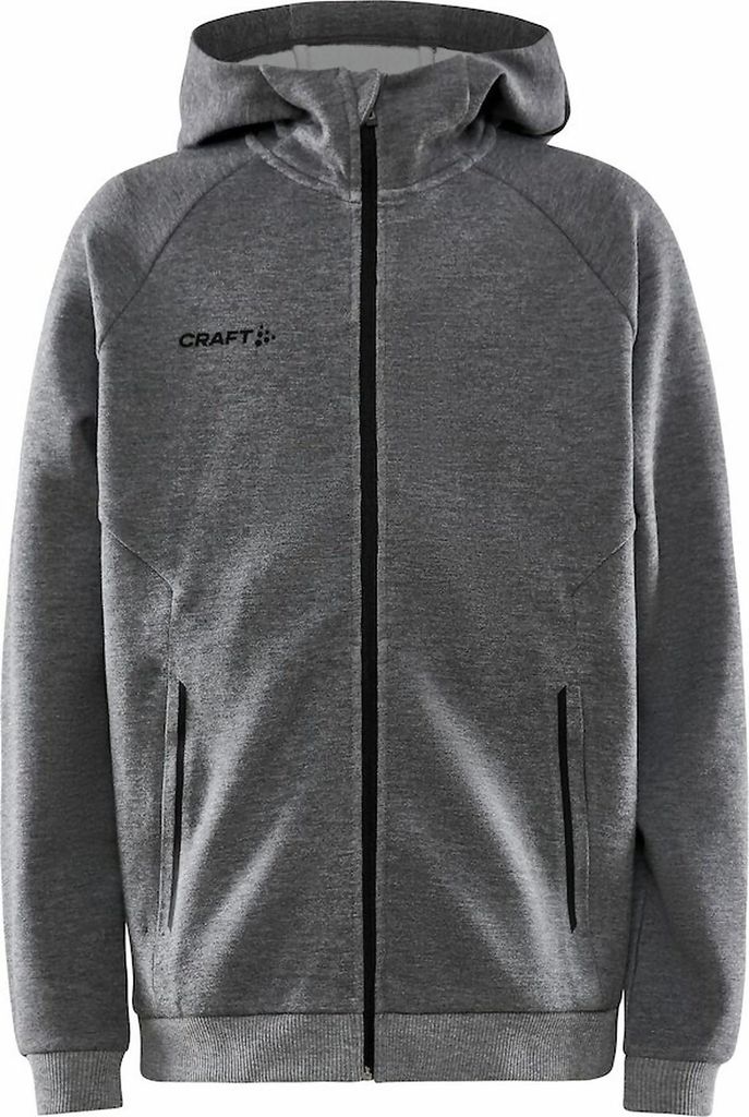 CRAFT Core Soul Full Zip Hood JR Dk Grey Melange 122/128