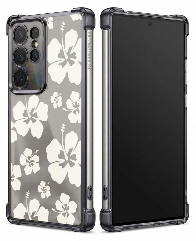 Personalisierte Hülle mit Bild für Samsung Galaxy S23 Elektroplattiert TPU Stoßdämpfer Handyhülle mit Weißes Blumenmuster-Druckdesign