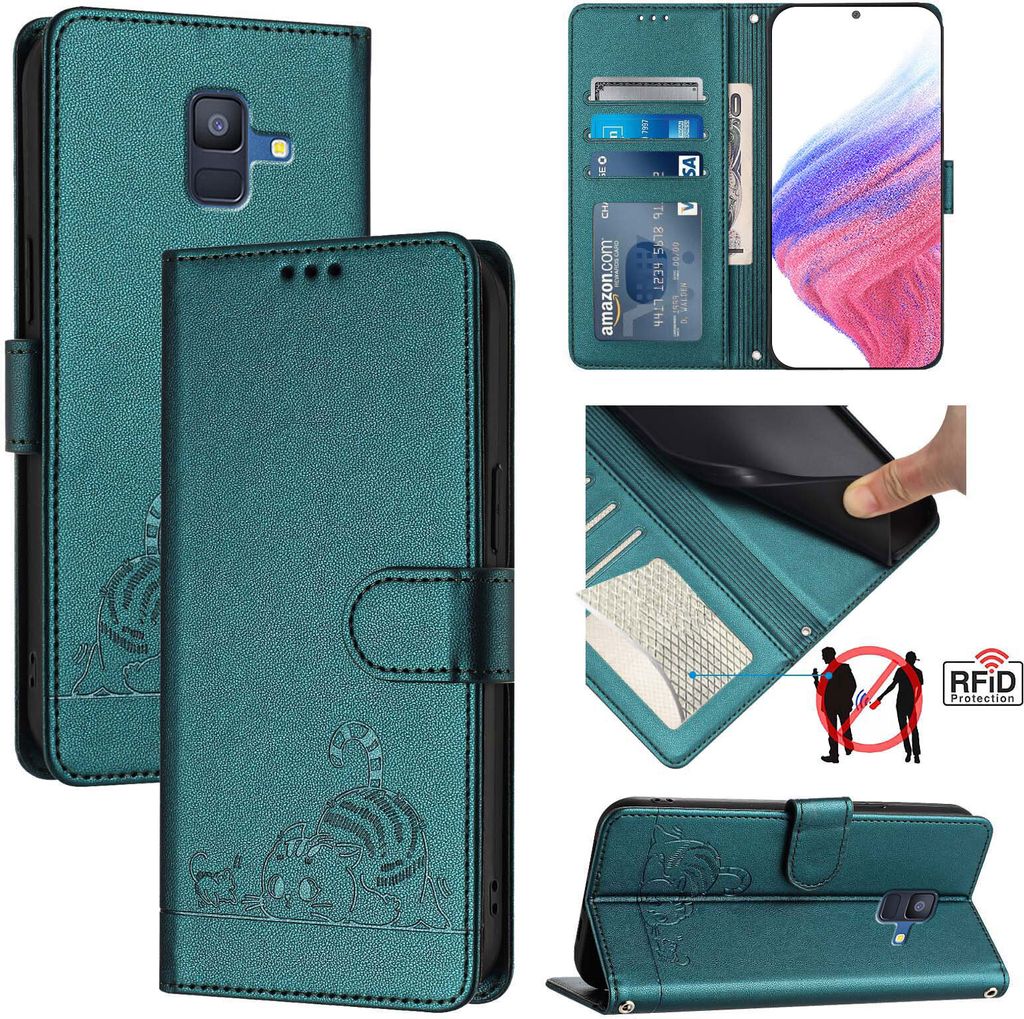 Leder Hülle für Samsung Galaxy A6 2018 Süße Katze Flip Case Produktbild 