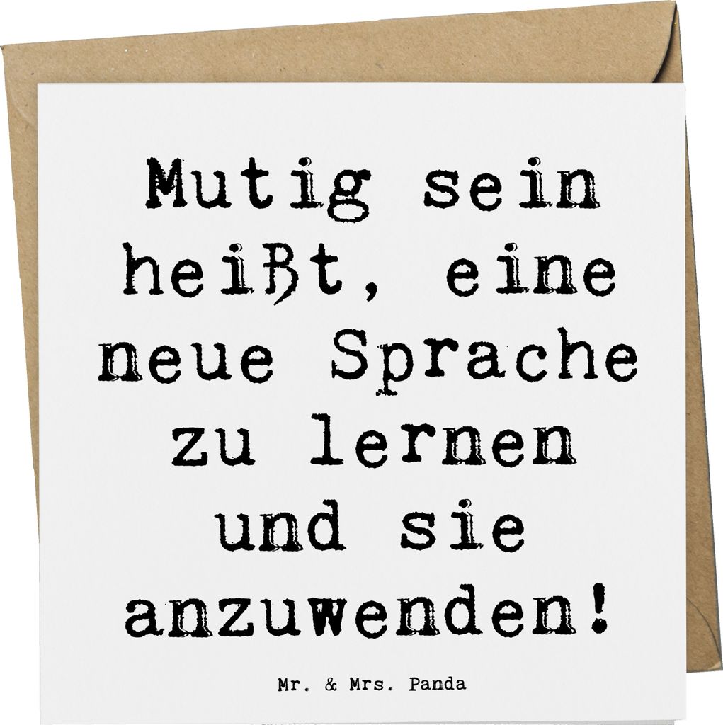 Mr. & Mrs. Panda Grußkarte Spruch Sprachen Lernen und Anwenden - Weiß - Geschenk, faltkarte, Trost, Vertrauem, Möglichkeiten durch, anlasskarte,...