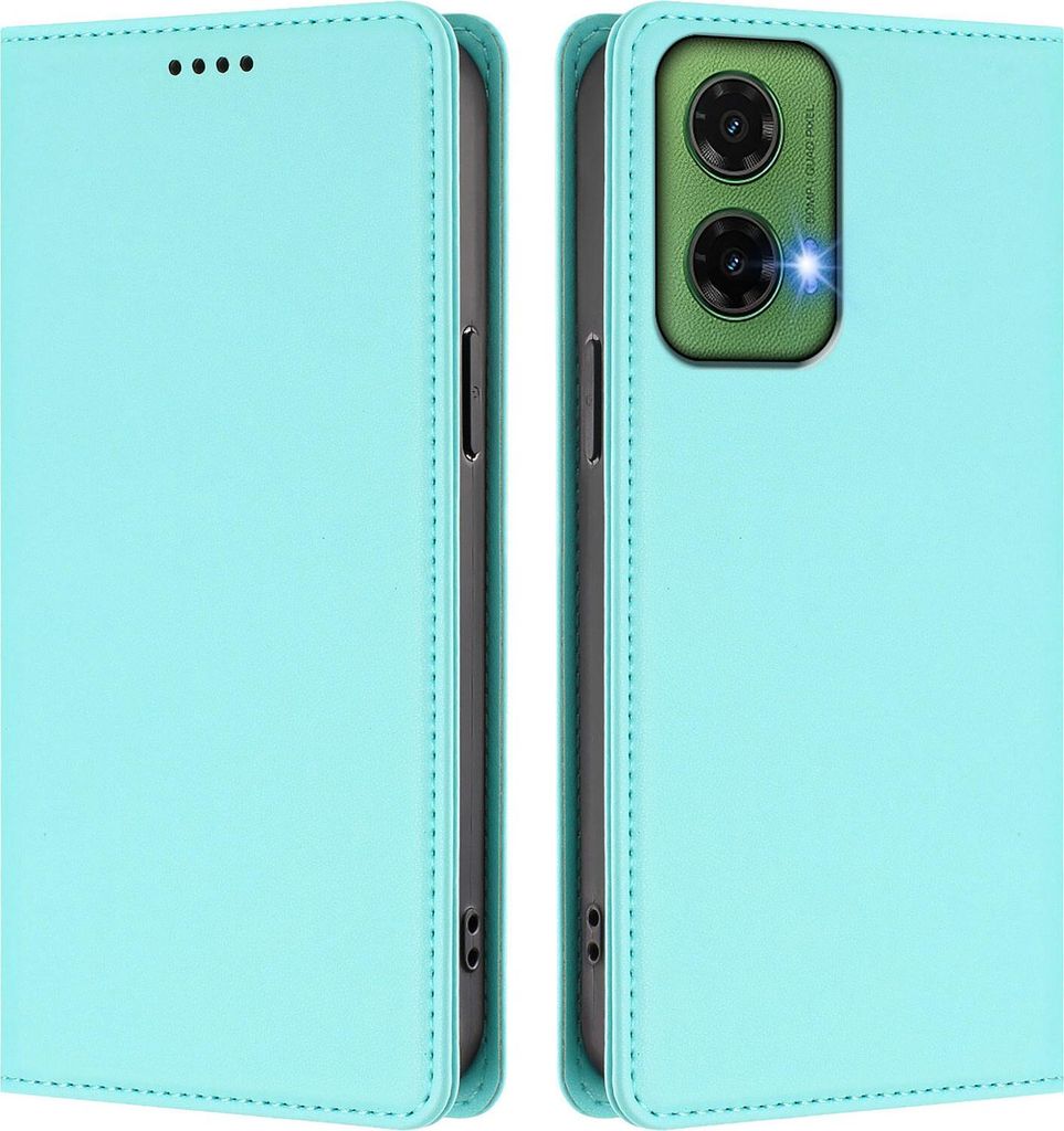Handyhülle für Motorola Moto G35, Kunstleder Klapphülle Stoßfeste Magnetische Hülle mit Ständer Türkis