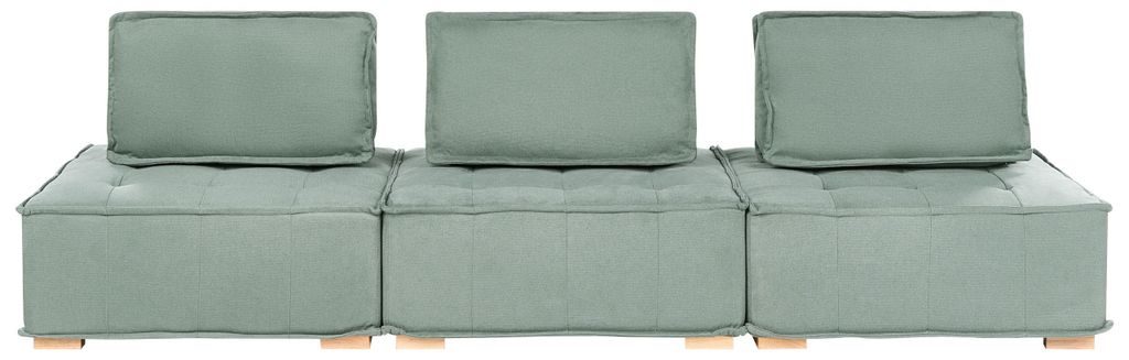 BELIANI Modulares Sofa Hellgrün Stoff Gesteppt 3-Sitzer aus Verschiedenen Elementen mit Kissen Modern Skandi