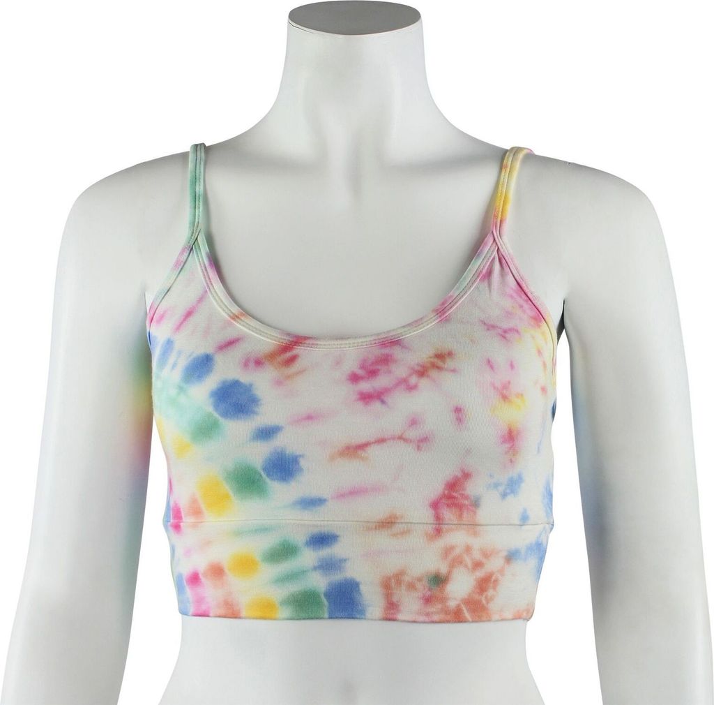 Sports Bra - Crop Top - Batik - Sun - creme - pastell-bunt