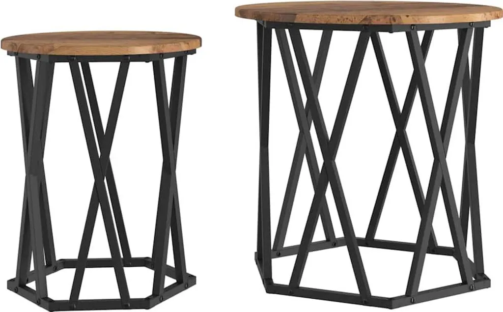 vidaXL Tavolino 2 Pezzi Legno Vecchio 50x50x50 cm | Set Salotto Rustico