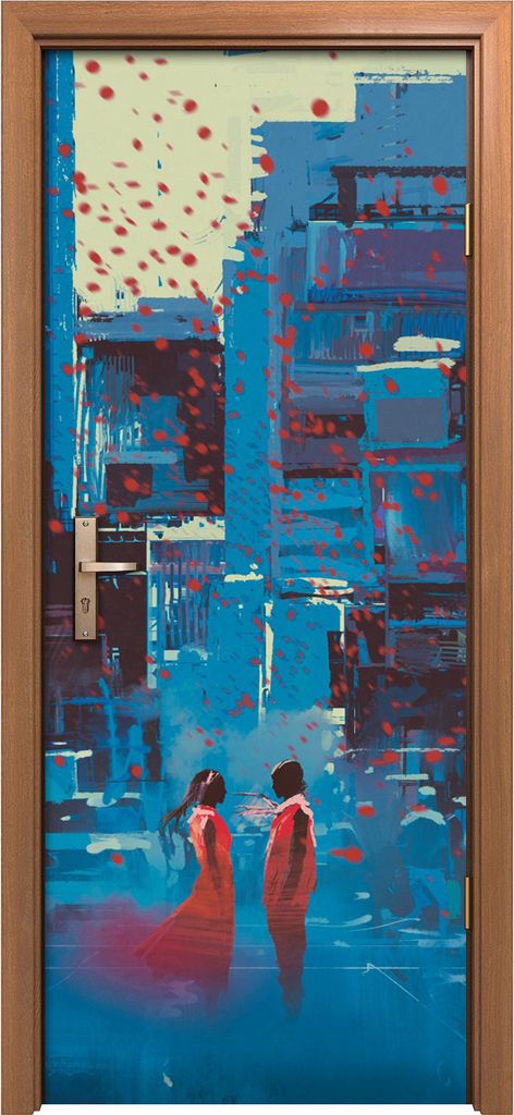 Türposter 80x200 cm Türaufkleber Türtapete Türfolie Klebefolie Landschaft Stadt Auto moderne Menschen