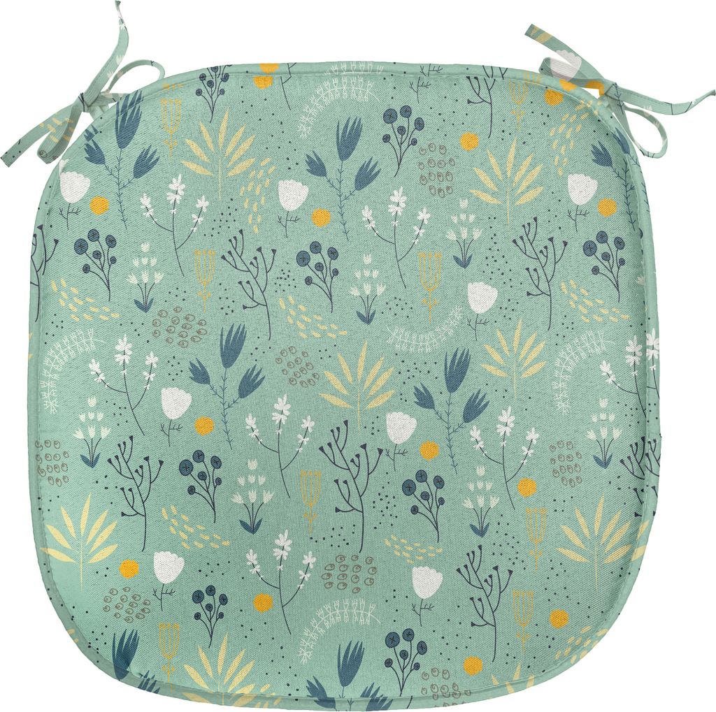 ABAKUHAUS Blumen Polster für Esszimmerstühle, Frühlings-Tulpe-Blumenblätter, Dekoratives wasserfestes Kissen mit Riemen für Küchensitze, 40 c...