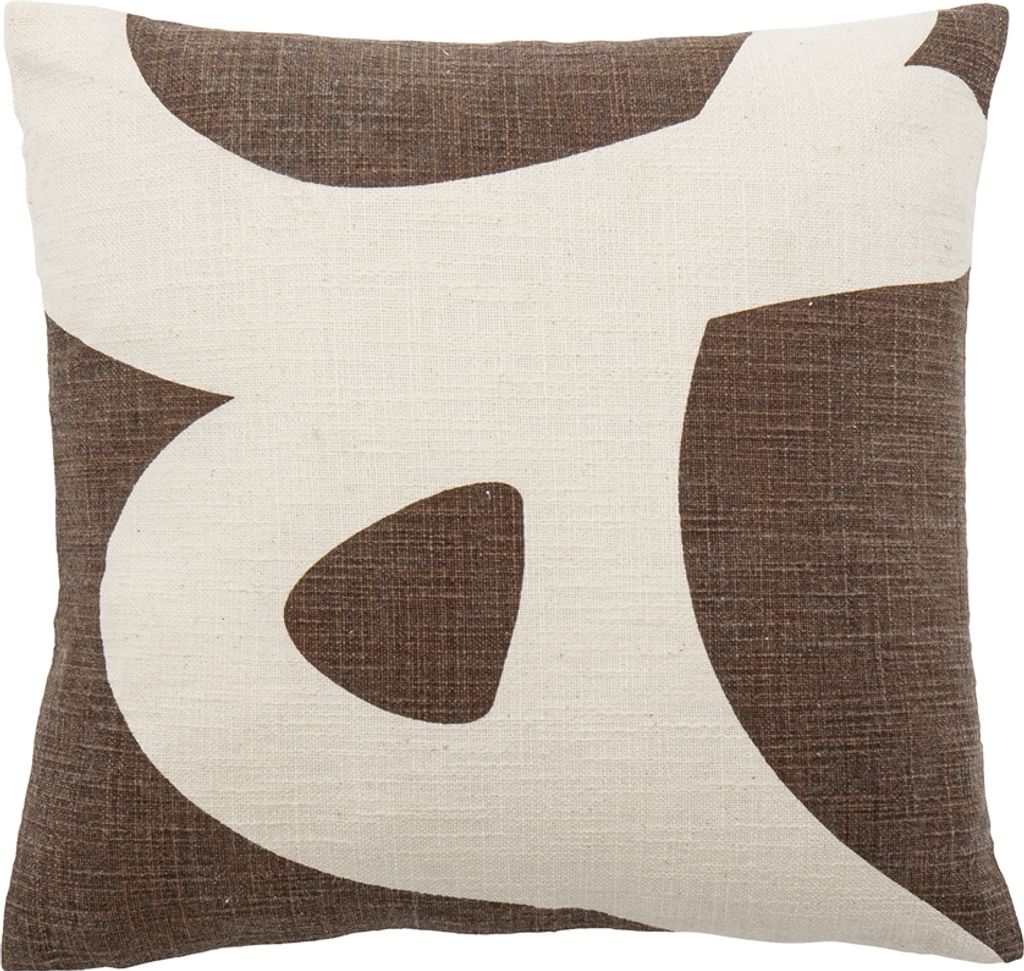 Braunes Baumwollkissen mit abstraktem Muster