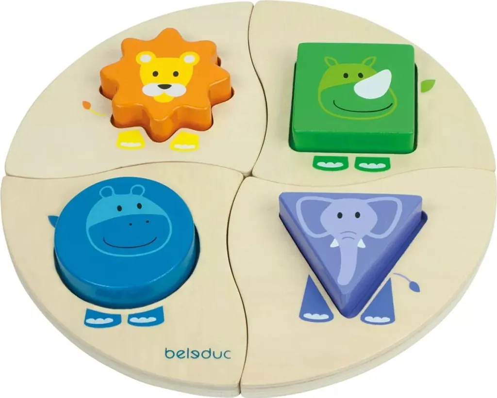 Jeu de Puzzle Éducatif Funny Four Beleduc : Éveil Ludique en Bois