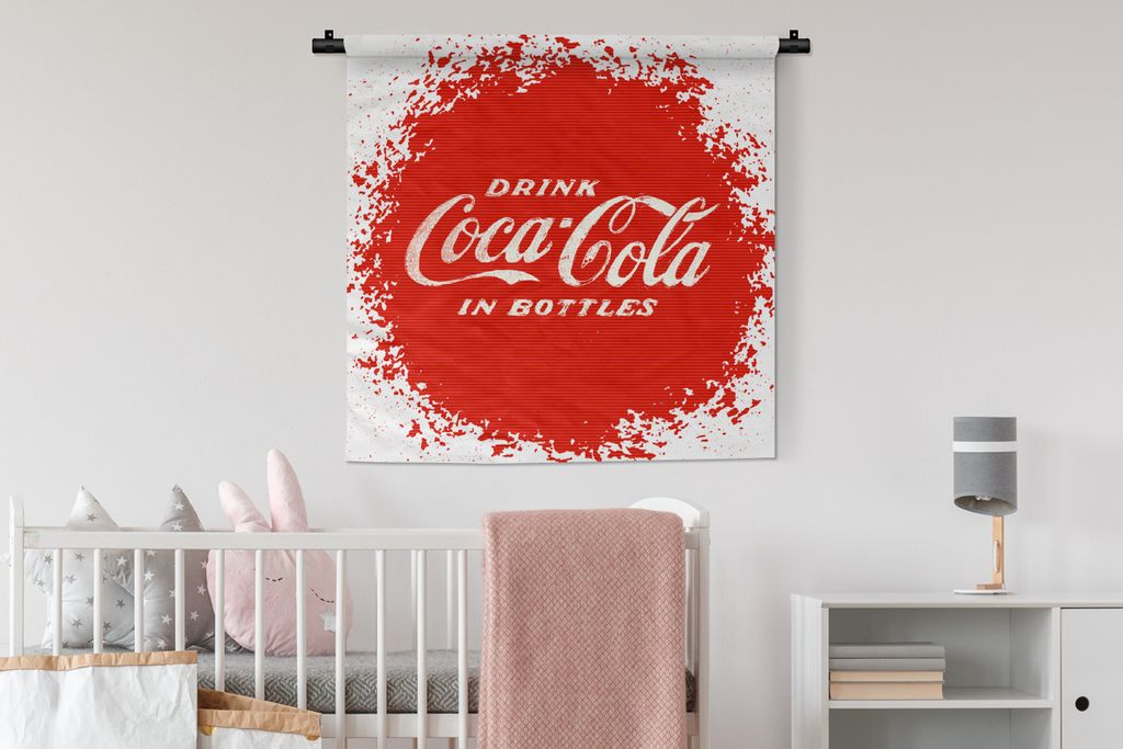 MuchoWow Wandteppich - Coca cola - Jahrgang - Rot Wandkleed katoen - 90x90 cm - Wandaufhänger