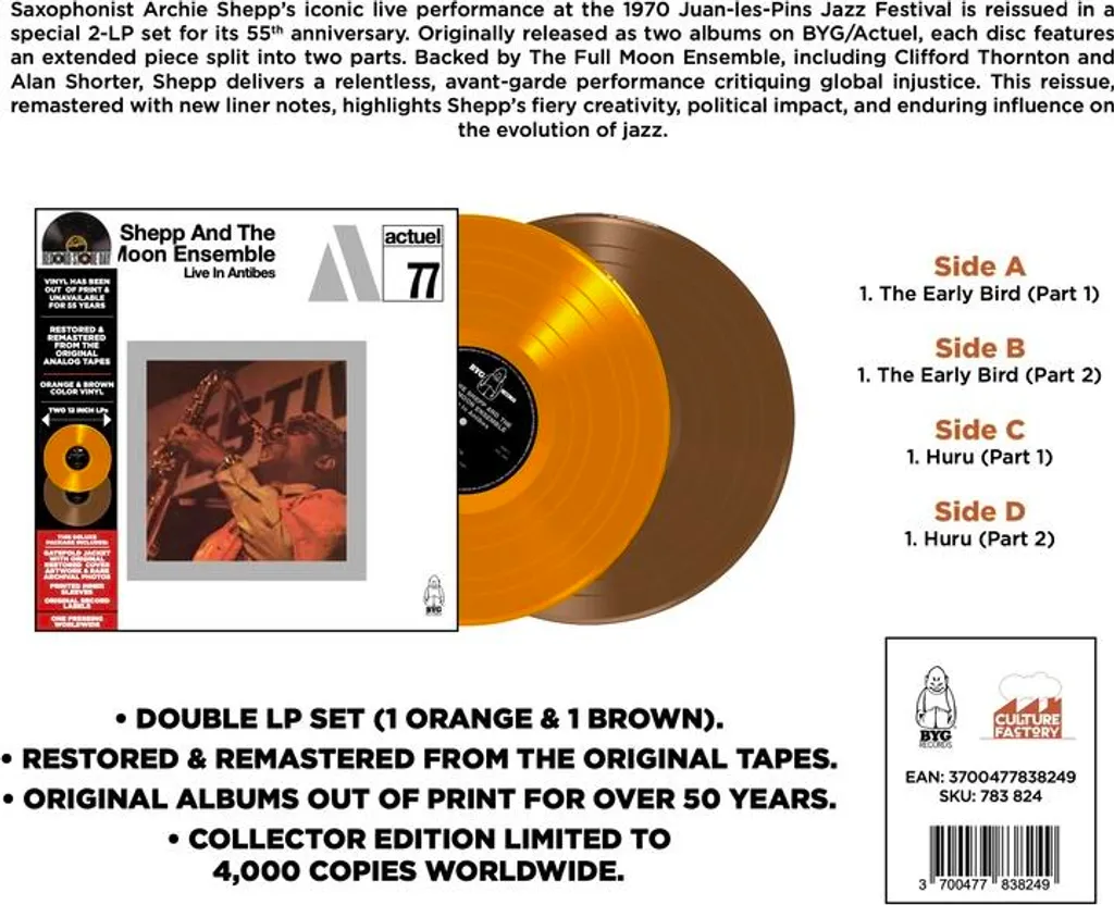 Vinyle Archie Shepp Live à Antibes Full Moon Ensemble RSD25