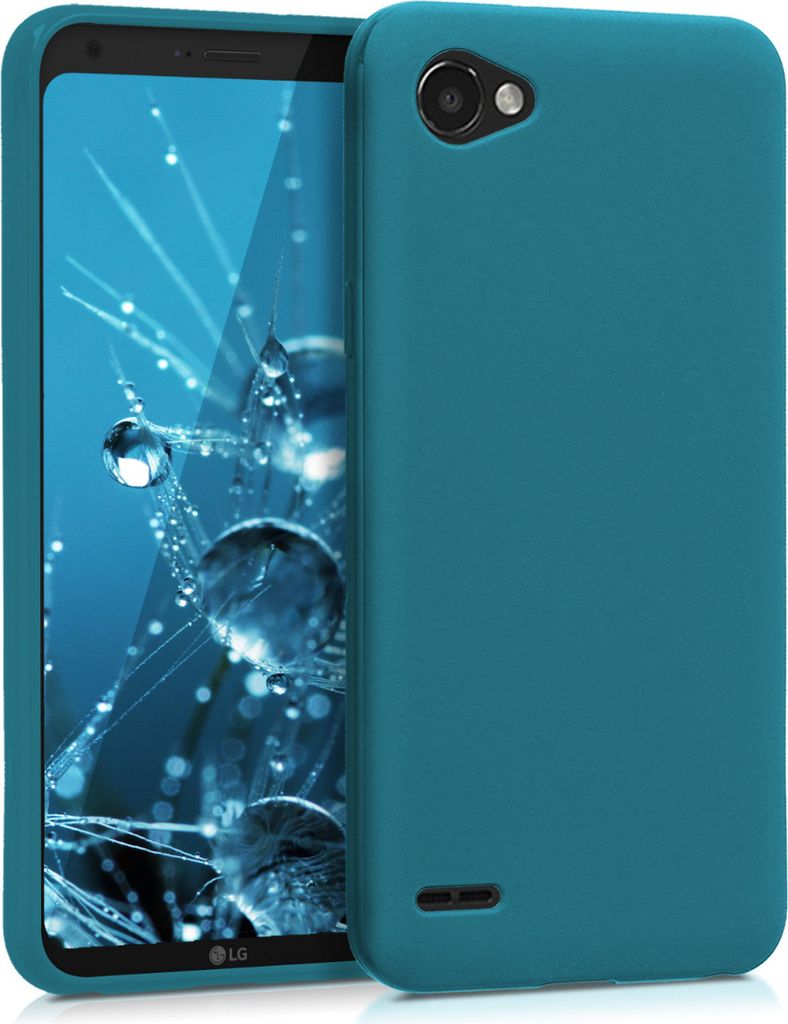 kwmobile Hülle kompatibel mit LG Q6 / Q6+ Hülle - weiches TPU Silikon Case - Cover geeignet für kabelloses Laden - Petrol matt