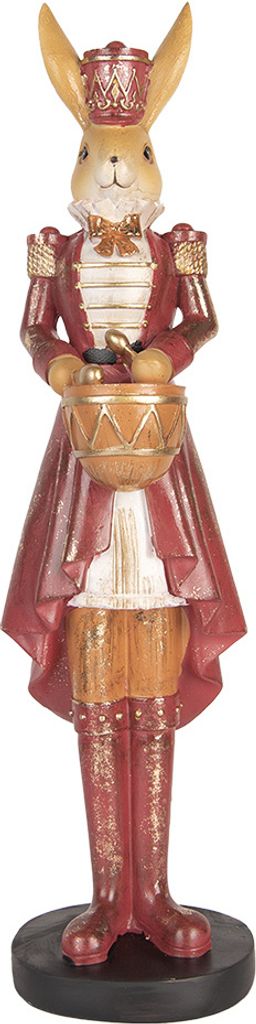 Clayre & Eef Dekorationsfigur Kaninchen 48 cm Beige Rot Kunststoff