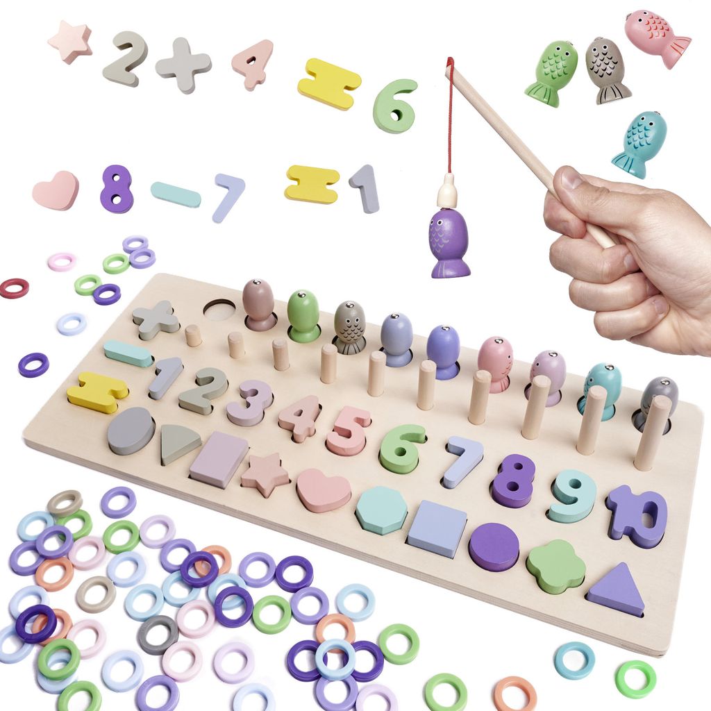 KIK KX5961 Hölzerne Lerntafel Zählen mit Fischen Produktbild 