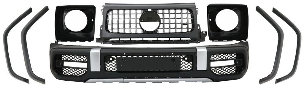 Stoßstange für Mercedes G-Klasse W463 W464 2018+ Gitter Radkästen G63-Look.