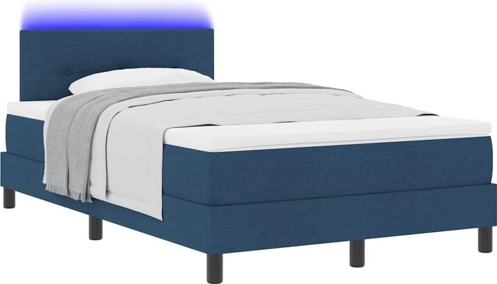 Boxspringbett mit Matratze mit LED Blau 120 x 190 cm Stoff