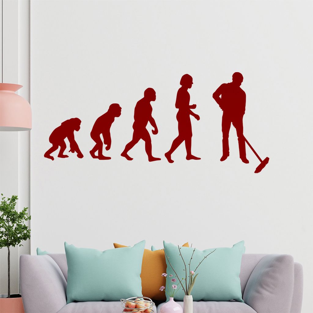 KIWISTAR Evolution Hausmeister Charles Darwin Wandtattoo in 6 Größen - Wandaufkleber Wall Sticker - Dekoration, Küche, Wohnzimmer, Schlafzimmer,...