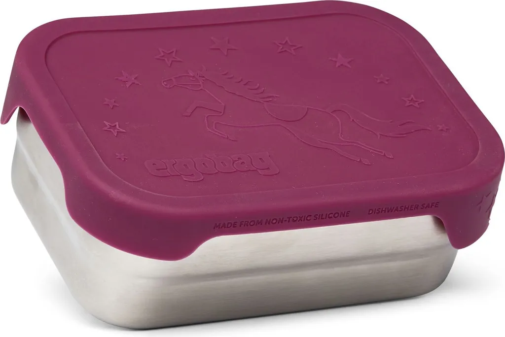 Ergobag Lunchbox Acciaio Inox Pferdestar - Porta Merenda Argento Porpora