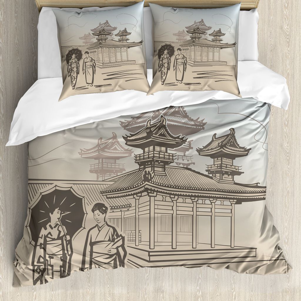 ABAKUHAUS Regenschirm-Mädchen Bettbezug Set für Einzelbetten, Frauen Gehen, Milbensicher Allergiker geeignet mit Kissenbezug, 155 cm x 220 cm - 8...