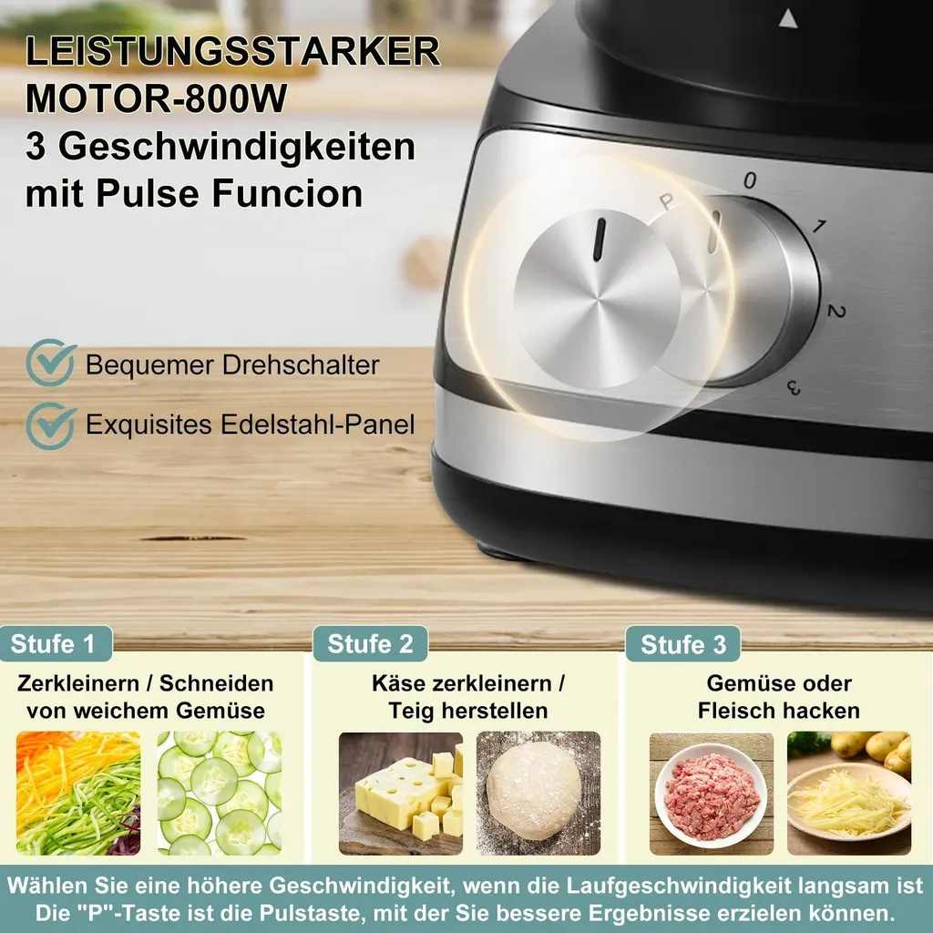 Robot Ménager Food Processor EUFP421SL 800W - Bol 2L Inox - Découpe - 4