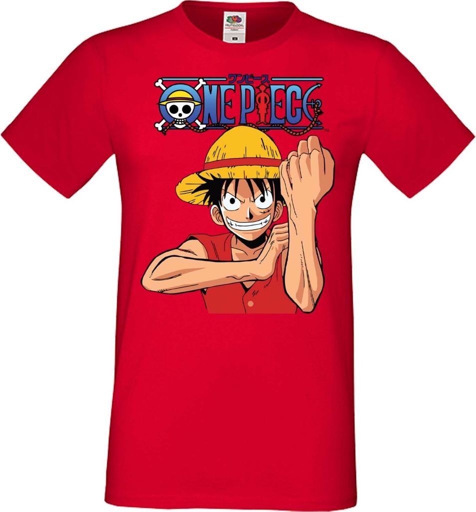 Herren T-Shirt Manga Anime One Manga Piece Anime 05 Devil Fruit Boy, Man 2XL / Rot