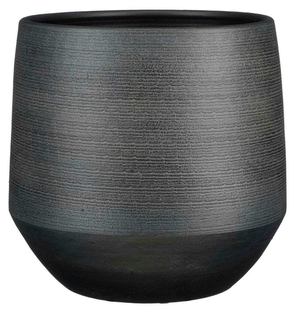 Mica Decorations Pflanzentopf - schwarzes Relief - Terrakotta - D37 x H34