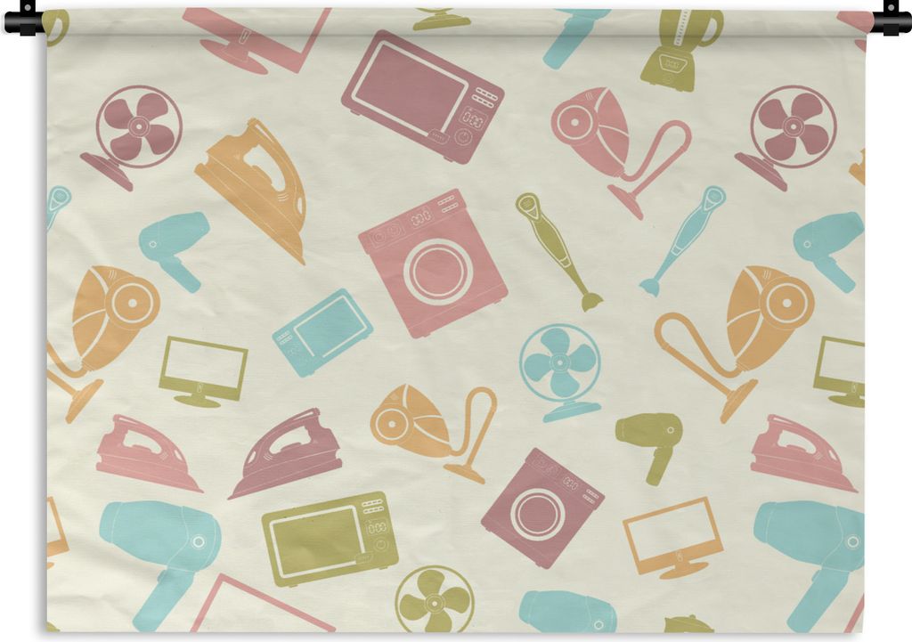 MuchoWow Wandteppich Wandbehang Patronen - Haushalt - Elektronik - Retro 60x45 cm Tapisserie Dekoration Wandtuch - Das Schlafzimmer