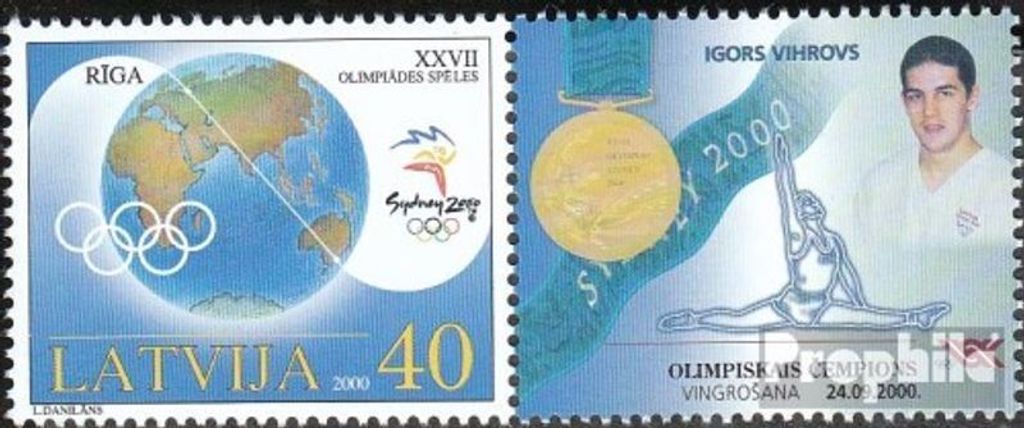 Briefmarken Lettland 2000 Mi 534Zf mit Zierfeld (kompl.Ausg.) postfrisch Sommerspiele