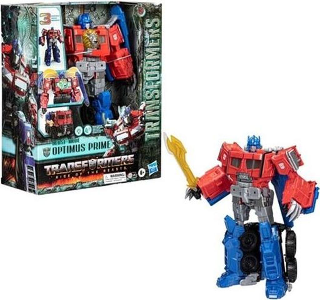 A product box and a toy robot are shown against a white background.