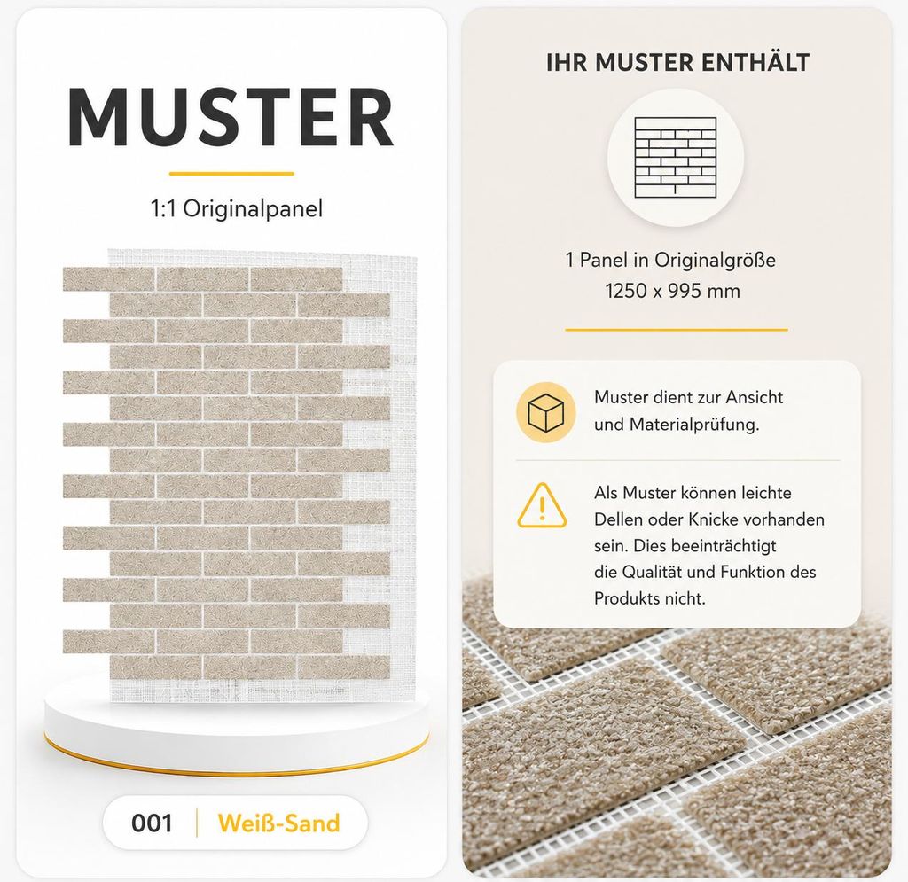 AMK Muster-Paneel 001 Weiß-Sand – Marmorgranulat-Oberfläche in Originalgröße KI-generiertes Bild