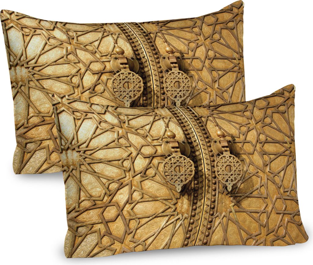 ABAKUHAUS marokkanisch Kissenbezug Packung mit 2, Haupttore Des Königlichen Palastes In Marrakesch Reisen Touristenattraktions Foto, Dekorativer G...