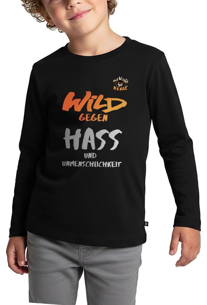 Spreadshirt Die Wilden Kerle Wild Gegen Hass Und Unmenschlichkeit Kinder Premium Langarmshirt, 134/140 (8 Jahre), Schwarz